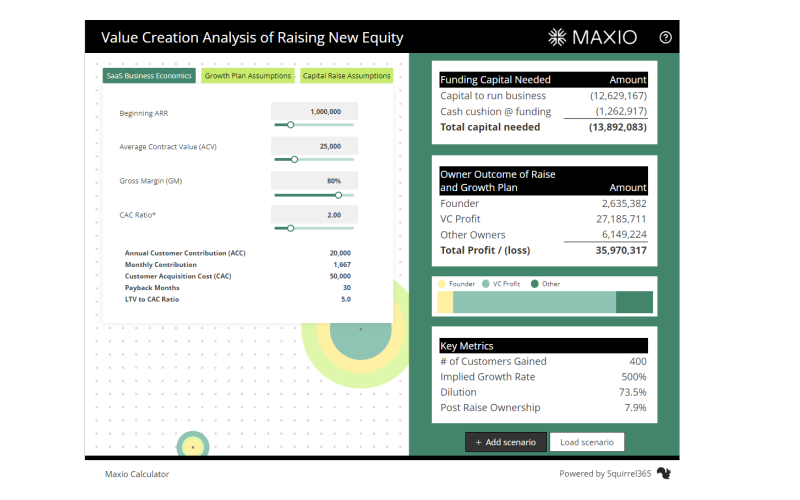 Equity Calculator – from Excel to the Web (via Squirrel365)