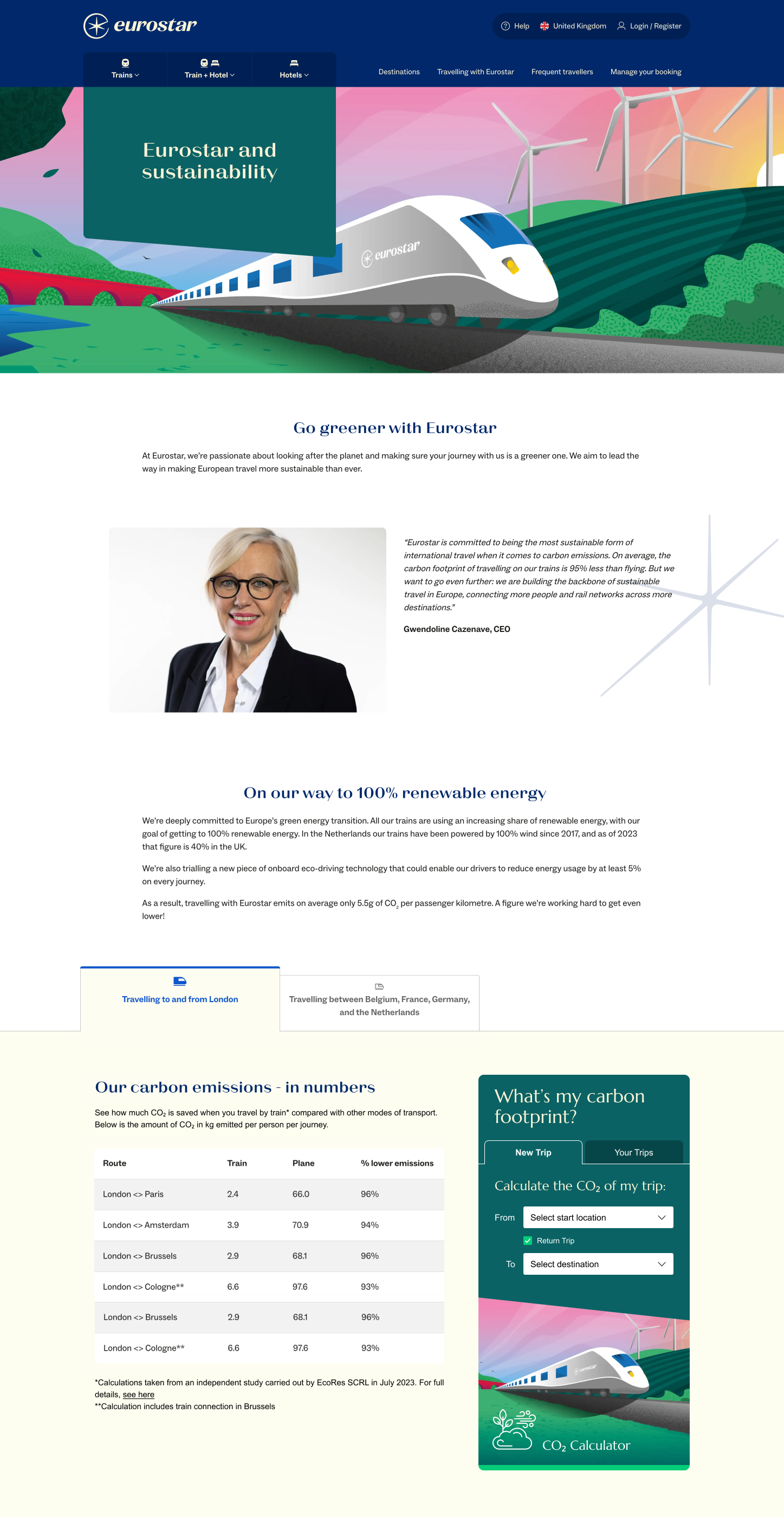 website Eurostar website and calculator mockup